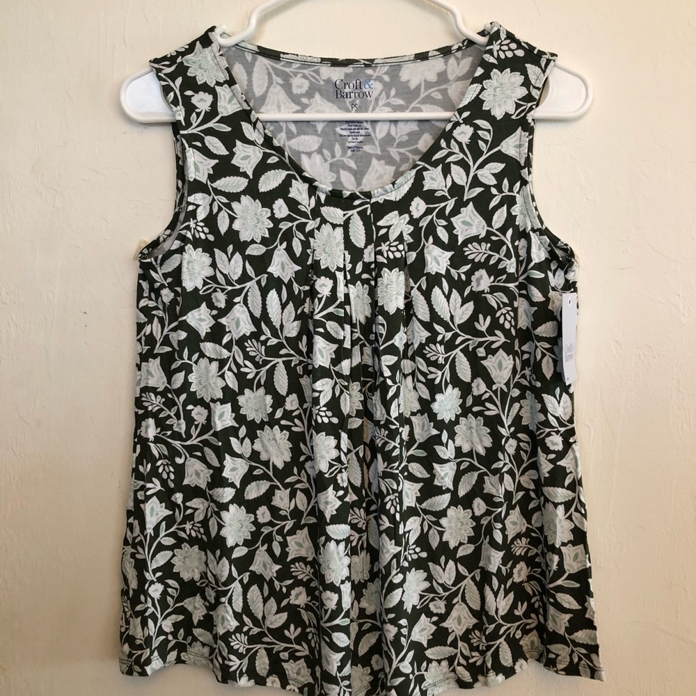 CROFT & BARROW Womens Semi Loose Sleeveless Top Size Small Petite Stretch New